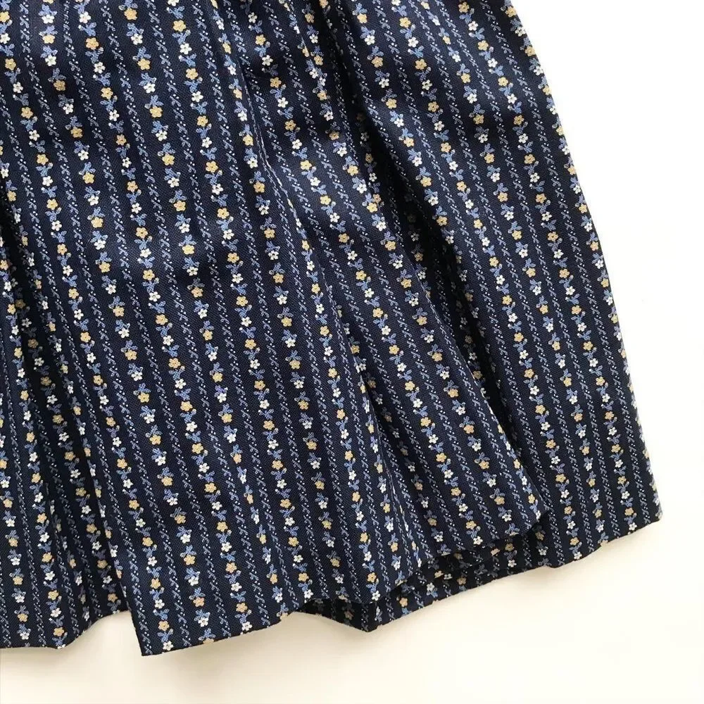 Vintage Navy blue floral stripe dress EUC fits like 2/3T - Picture 4 of 7